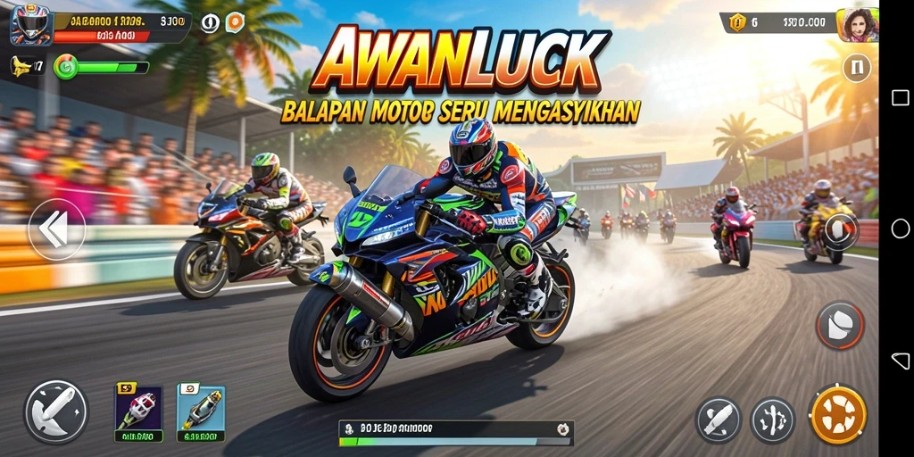 Gameplay seru balapan motor di AWANLUCK