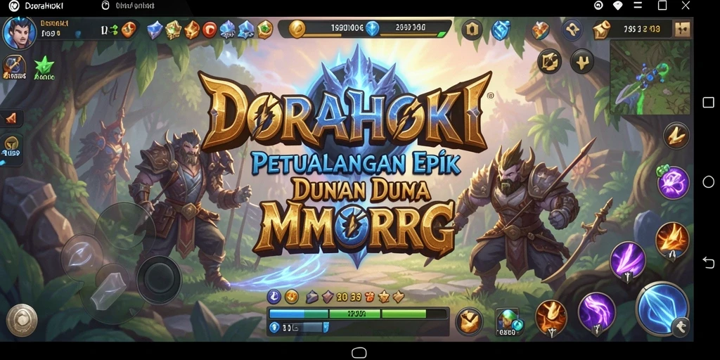 Screenshot gameplay DORAHOKI dengan pertarungan seru di dunia fantasi.