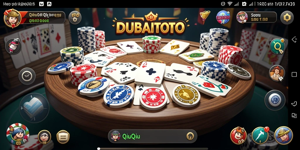 Screenshot gameplay DUBAITOTO menampilkan aksi seru permainan QiuQiu.
