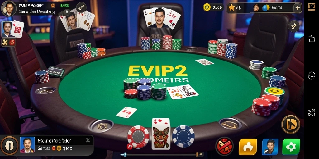 Tampilan utama gameplay Poker yang menarik dan mendebarkan di EVIP2.