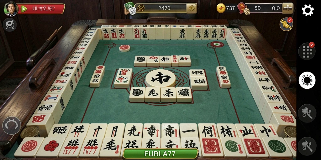 Screenshot gameplay FURLA77 yang menunjukkan aksi Mahjong menegangkan.