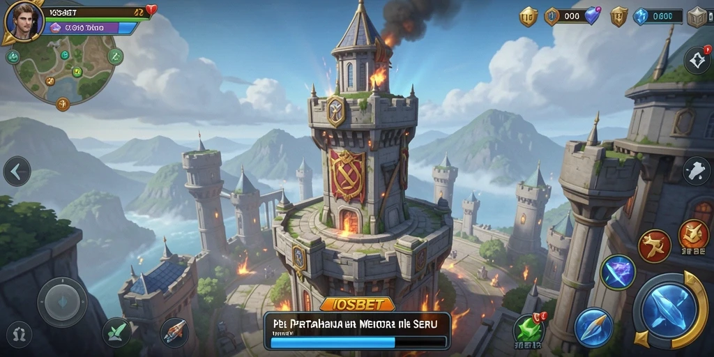 Tangkapan layar dari gameplay IOSBET menunjukkan strategi menara pertahanan yang intens.