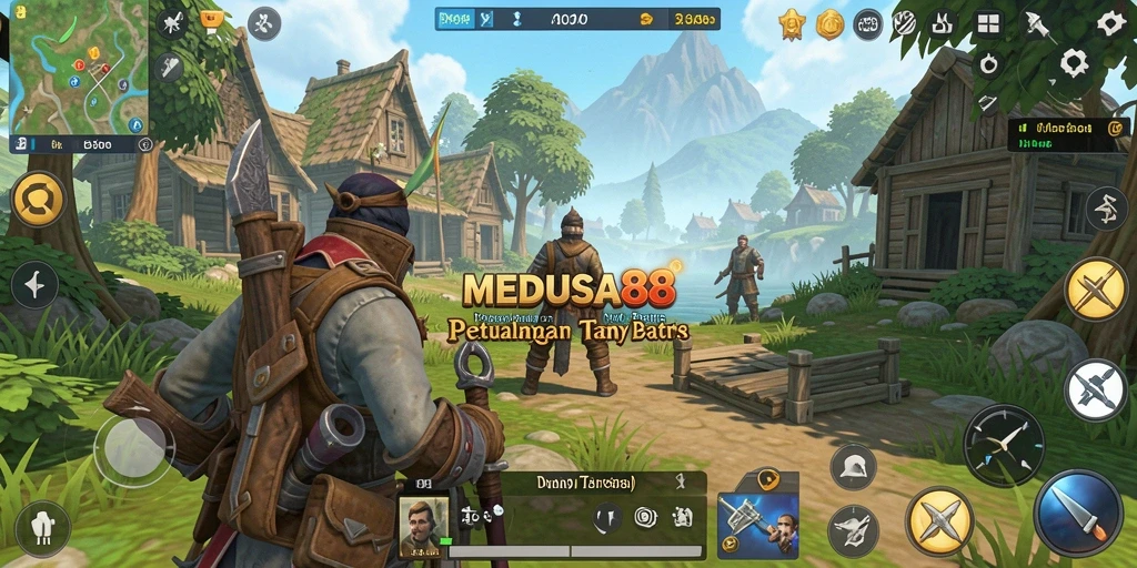 Tampilan gameplay MEDUSA88 menunjukkan kebebasan eksplorasi di dunia terbuka.