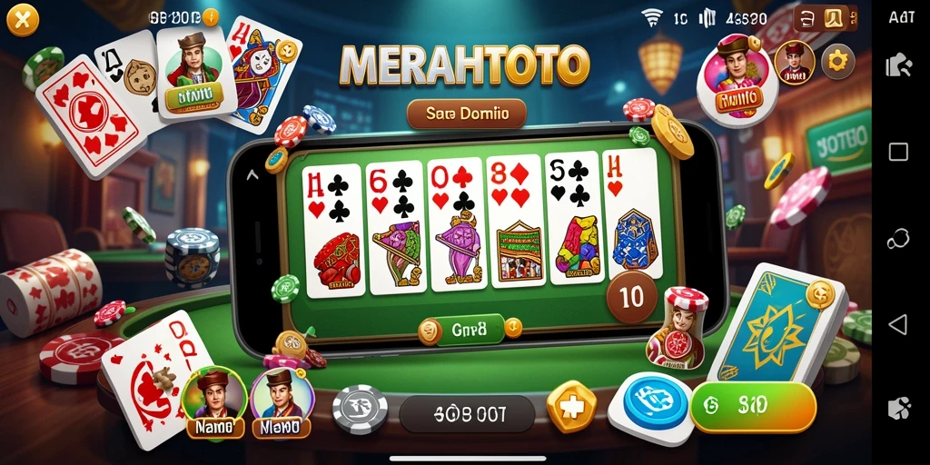 Screenshot MERAHTOTO menunjukkan gameplay Domino yang seru dan interaktif.