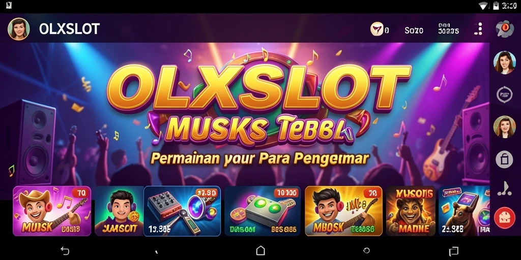 Tampilan gameplay OLXSLOT yang memukau dengan elemen musik yang interaktif.