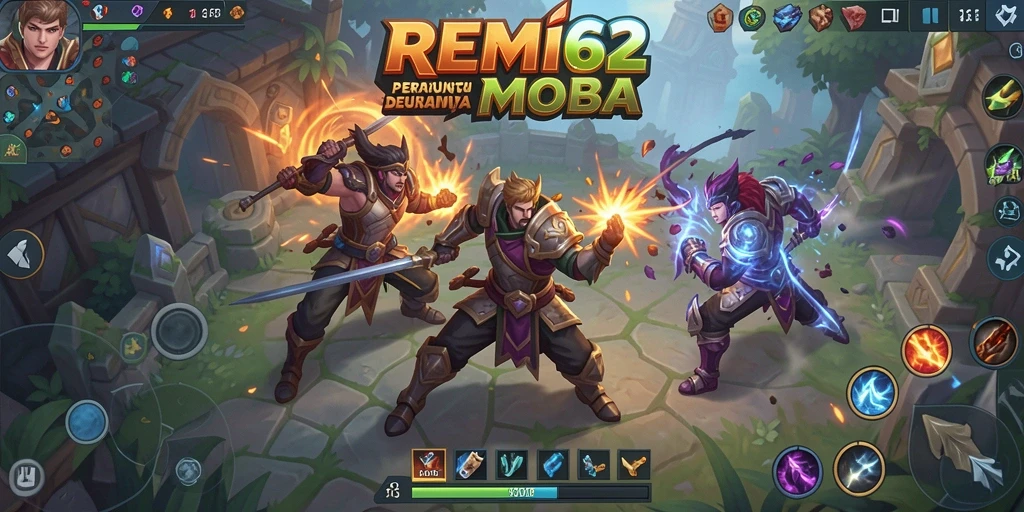 Tangkapan layar gameplay <strong>REMI62</strong> menampilkan pertarungan tim yang intens.