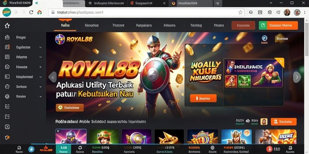 Tampilan utama ROYAL88 dengan fitur-fitur Utility yang menarik.