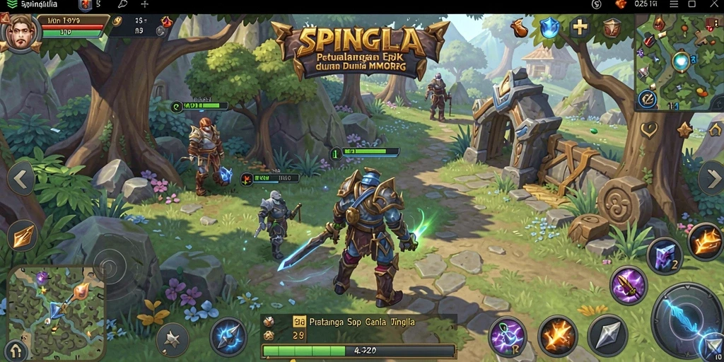Tangkapan layar gameplay SPINGILA yang menampilkan aksi pertempuran epik dalam MMORPG.