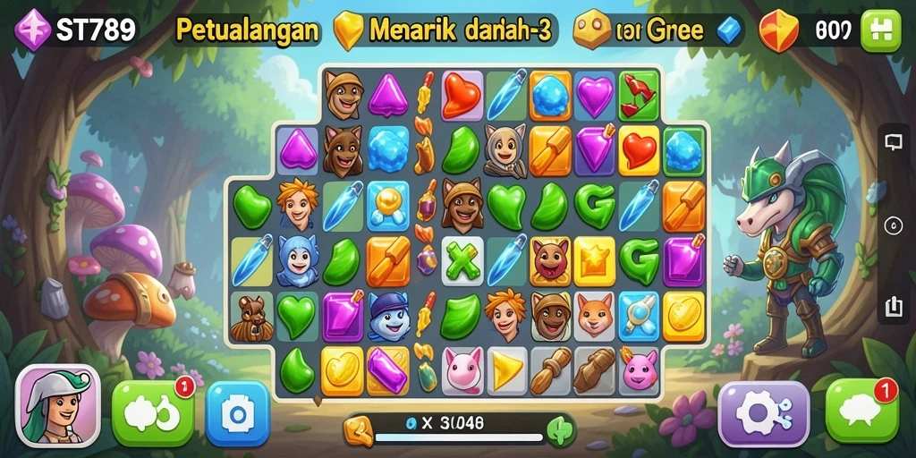 Tampilan menarik dari gameplay ST789 dalam genre Match-3.