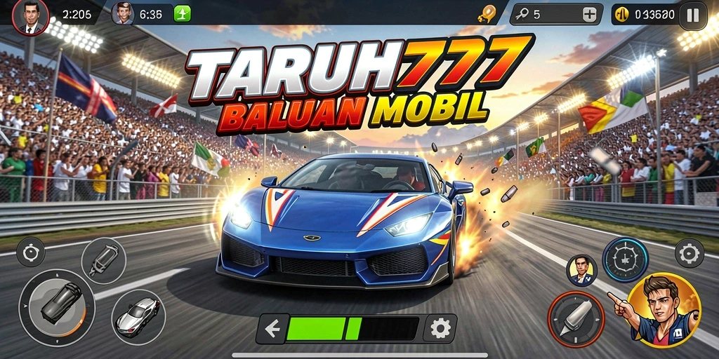 Tangkapan layar menunjukkan aksi balapan mobil yang mendebarkan.
