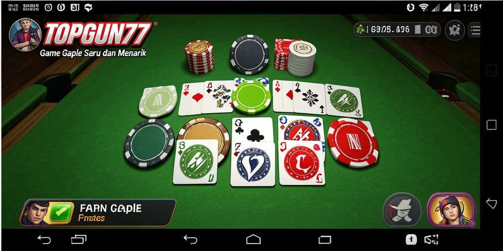 Tampilan menarik dari gameplay Gaple di TOPGUN77.