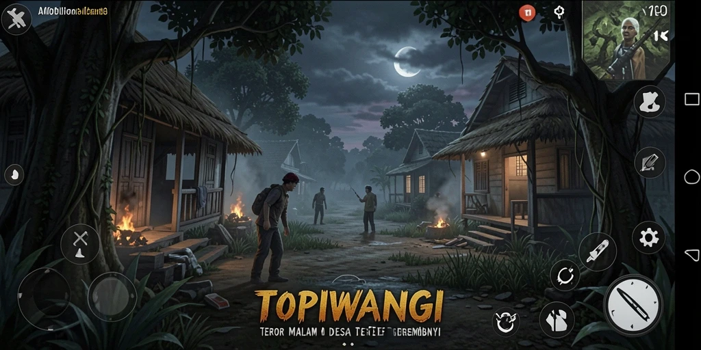 Screenshot gameplay TOPIWANGI menampilkan suasana Horror yang menegangkan.