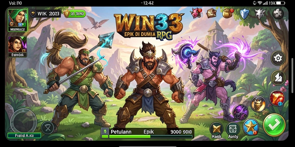 Tampilan gameplay yang mendebarkan dalam WIN33, menampilkan aksi RPG yang intens.