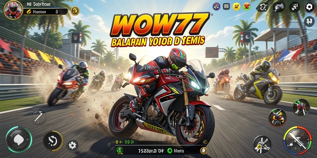 Screenshot gameplay WOW77 menampilkan balapan motor yang seru dan intens.