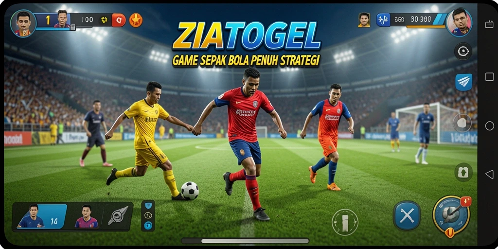 Tampilan gameplay seru di lapangan sepak bola ZIATOGEL.